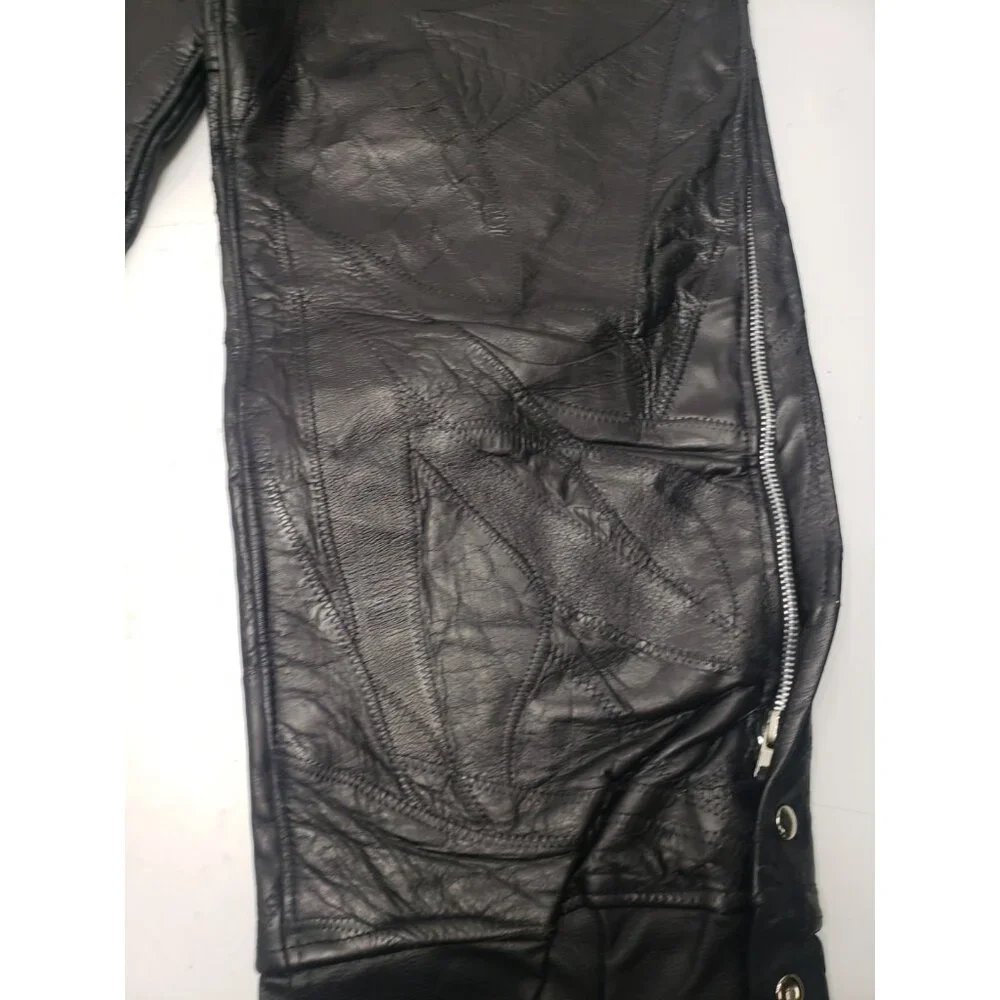 Men's Diamond Plate Genuine Buffalo Leather Motorcycle Chaps Pants Size XL